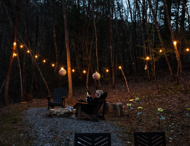 fire pit at dusk